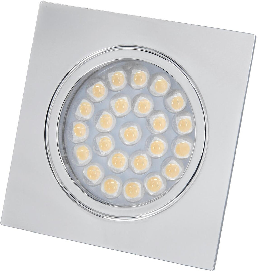 LED innbyggingsspot med touchbryter 12V 1,6W 65x65mm - Dimatec forfra