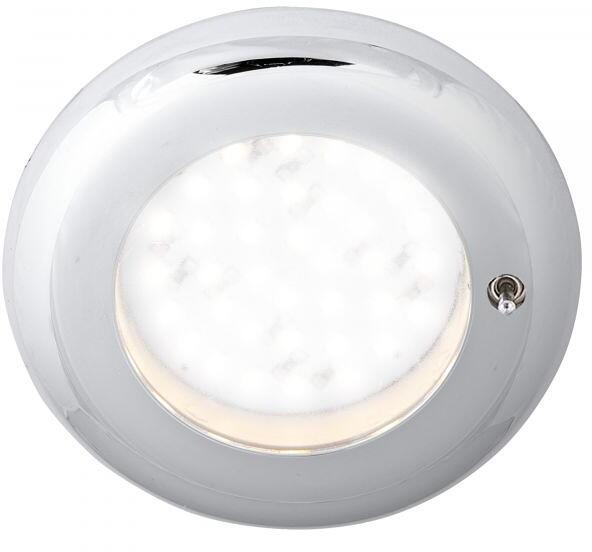 Bakside av LED innbyggingsspot Nova krom med bryter 12V 1,2W 68lm ø70mm