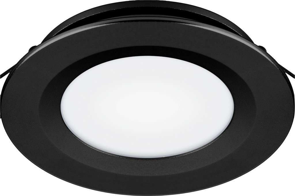 LED innbyggingsspot TDL-5024 svart 12V 3W varmhvit front