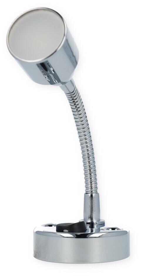 LED leselampe med fleksibel arm 100 mm, 12V/0,5W, krom - Carbest for campingbelysning
