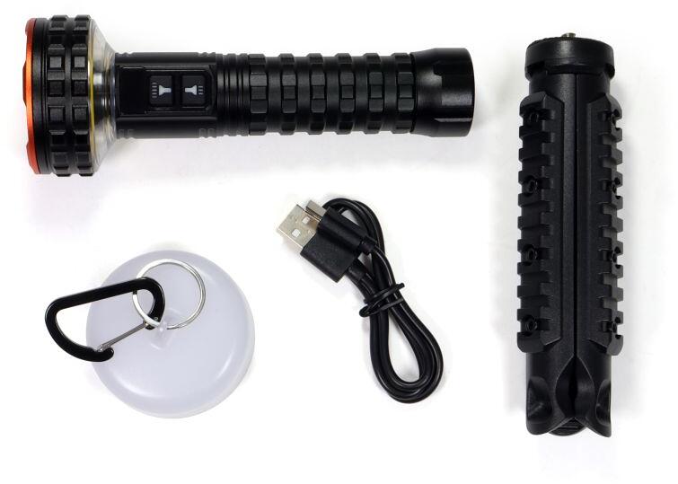 LED-lommelykt 4-i-1 4000 lm med powerbank bakside