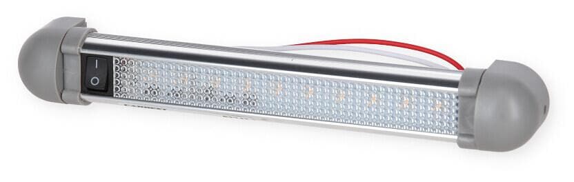LED lyslist aluminium 225 mm 12/24V 180 lm med bryter Carbest forfra