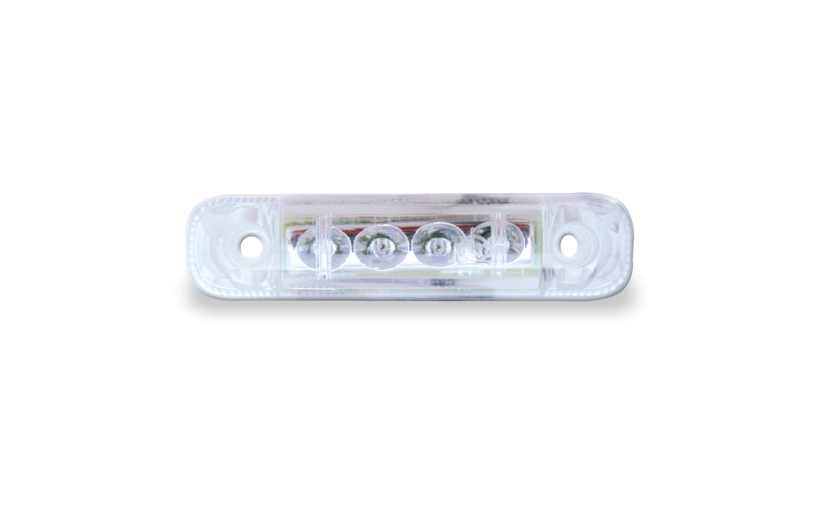 Detalj av LED markeringslys PL 24-2 hvit 65x16 mm 12V IP67