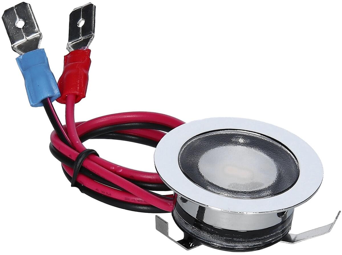 LED minispot IP65 12V 0,4W Ø30mm krom forfra