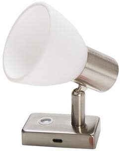 LED-påbygningsspot med nattlys, 12/24V, 3W, nikkel vist forfra