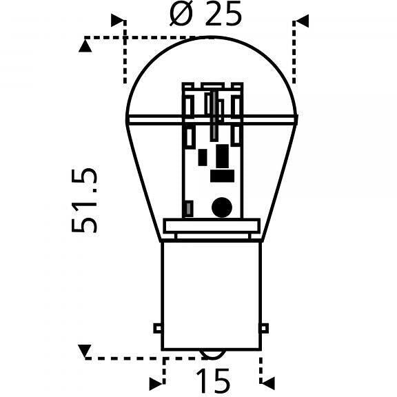 Detalj av LED-pære SMD globe BA15S 10-30V 1W 60 lm 360°