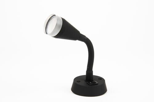 LED spot med fleksibel arm 12V 1,8W svart matt 150mm forfra