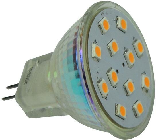 LED-spot MR11 GU4 12er forfra med varmt lys