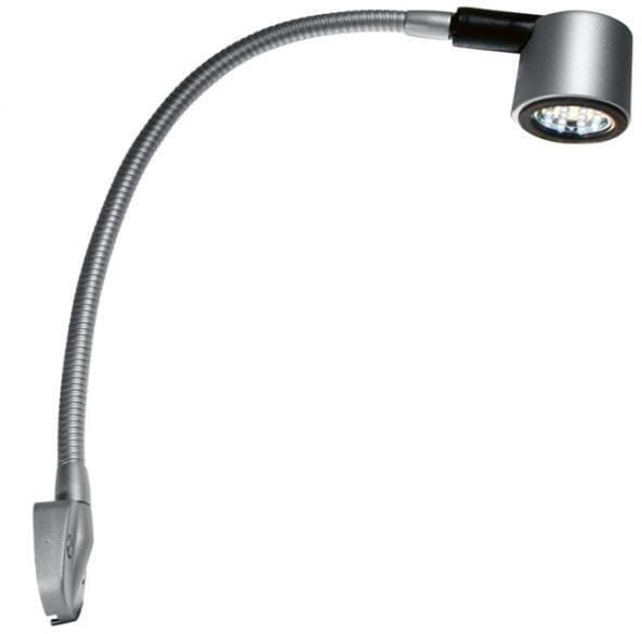 LED svanehalslys 330 mm Carbest forfra i matt sølv