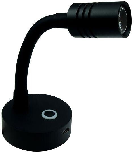 LED svanehalslys dimmbart 2,2W USB-C 12cm svart front