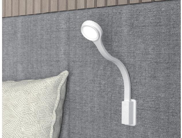 LED svanehalslys rundt hvit 12V 1,2W med USB-C FAWO forfra