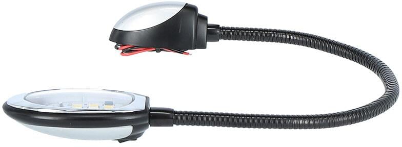 LED svanehalslys svart sølv 12V 2,2W 192lm 465mm montert i bobil