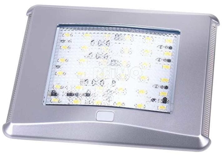 LED taklampe med bryter og nattlys 12V 7W 450 lumen sølv for campingbobil