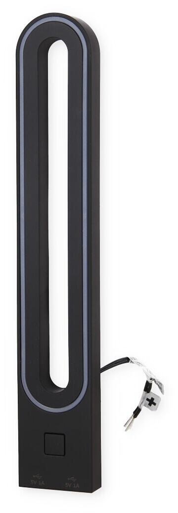 LED vegglampe med 2 USB-porter 12V 3W svart forfra