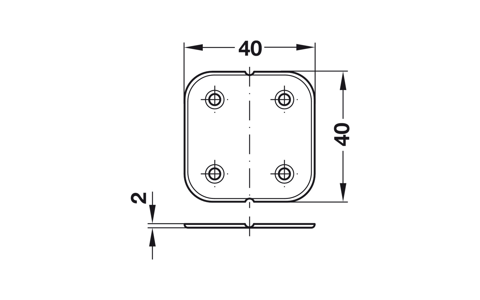 Leddløst hengsle 40 x 40 mm brun polypropylen fra Häfele bakside