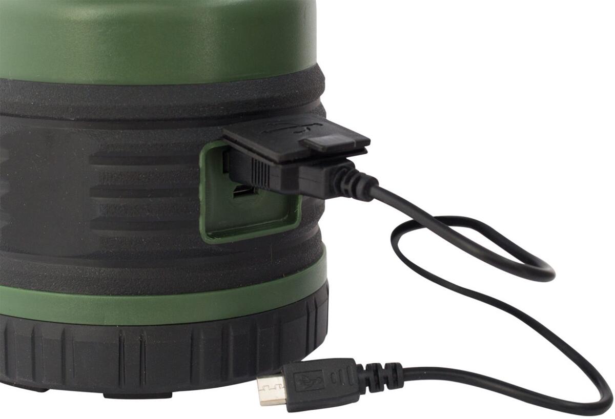 Leon oppladbar campinglykt 1000 lumen med powerbank detalj av metallbøyle