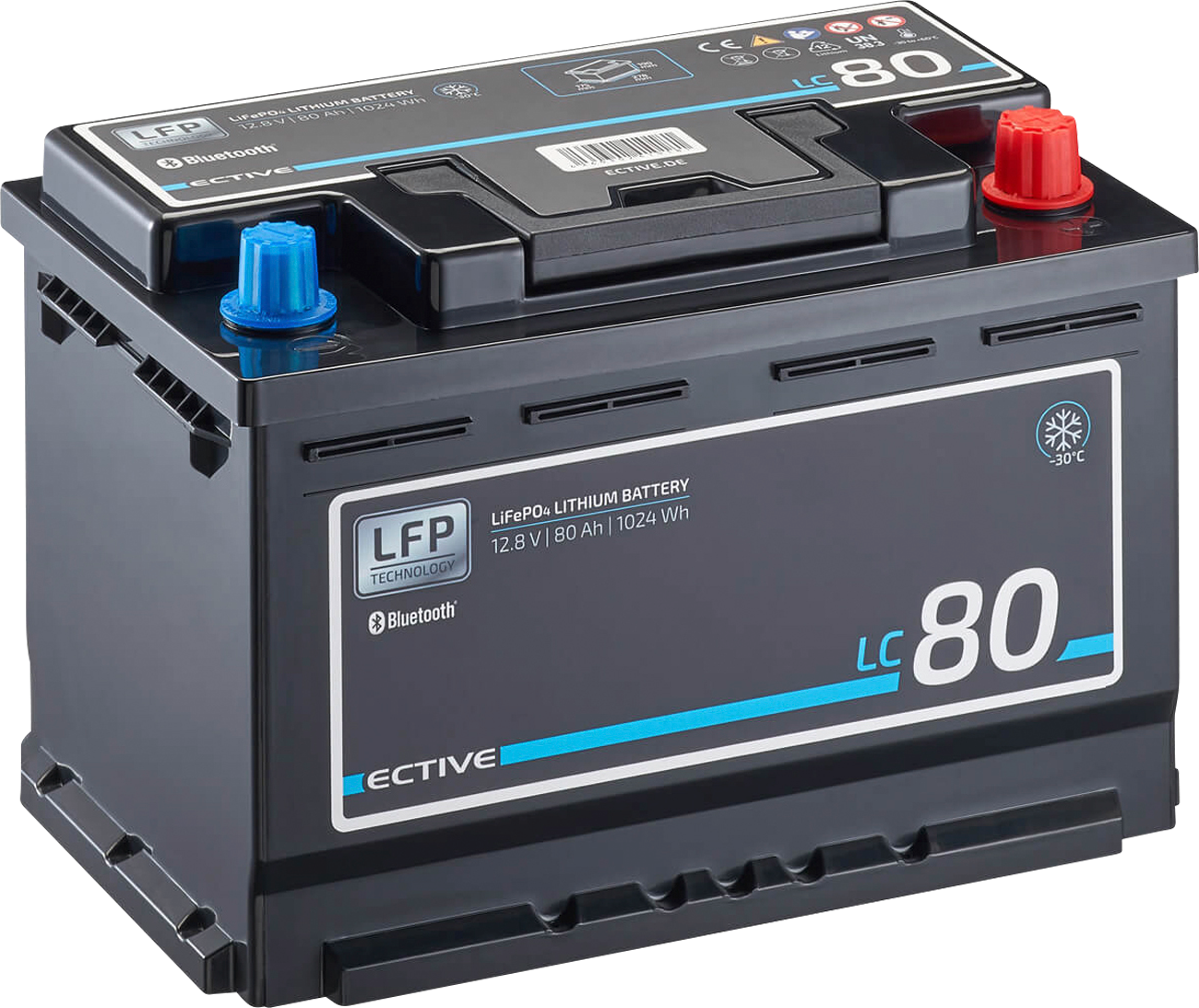 LiFePO4 litiumsbatteri LC 80 LT 12V 80Ah lavtemperatur fra Ective
