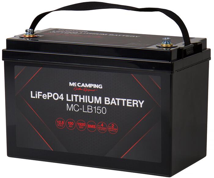 LiFePO4-batteri 100-150 Ah med integrert BMS bakside