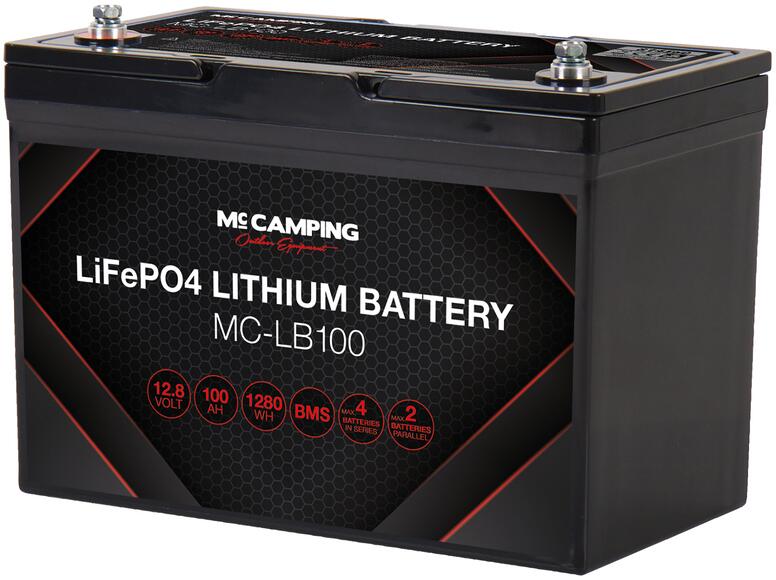 Detaljbilde av LiFePO4-batteri 100-150 Ah med integrert BMS