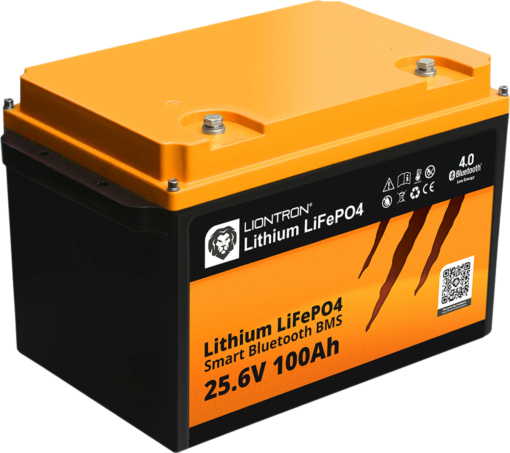 LiFePO4 batteri 25,6V 100Ah LX Smart BMS Liontron forfra