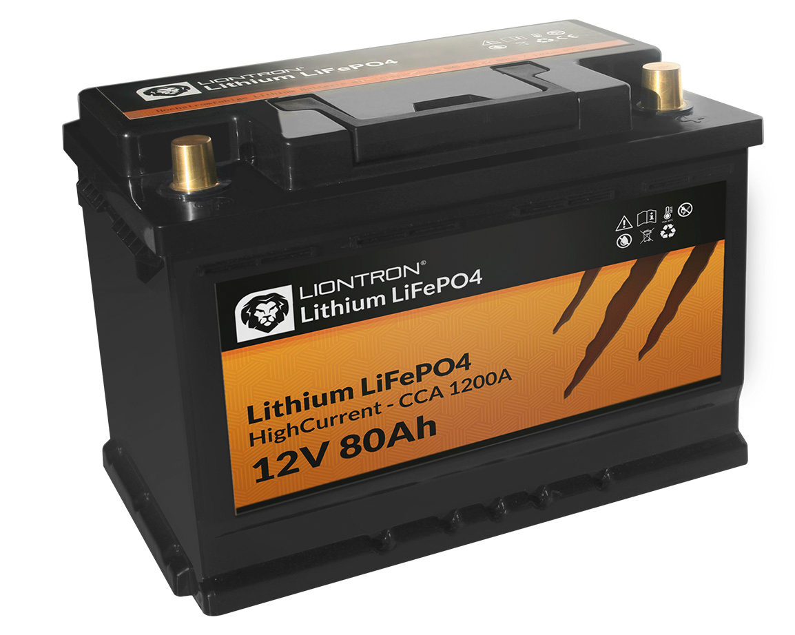 LiFePO4 batteri HighCurrent 12,8V 80Ah CCA 1200A - Liontron forfra
