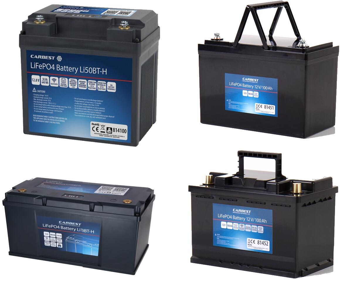 LiFePO4-batteri Li100BT-H 100Ah med BMS og Bluetooth forfra