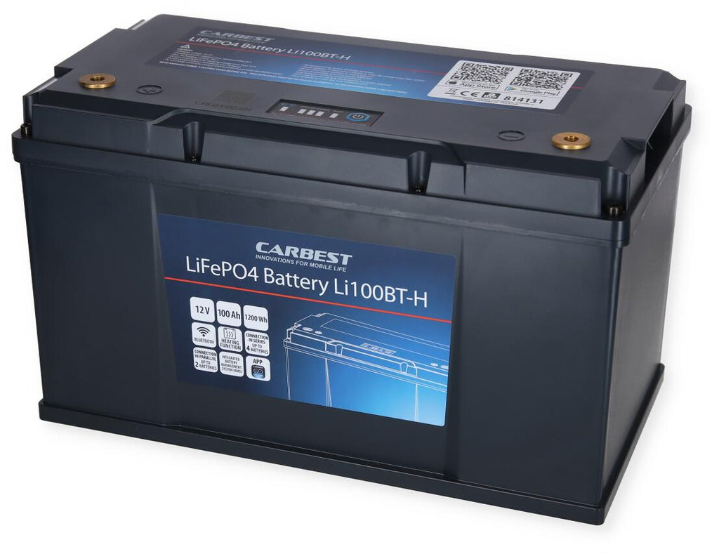 Bakside av LiFePO4-batteri Li100BT-H 100Ah med BMS og Bluetooth