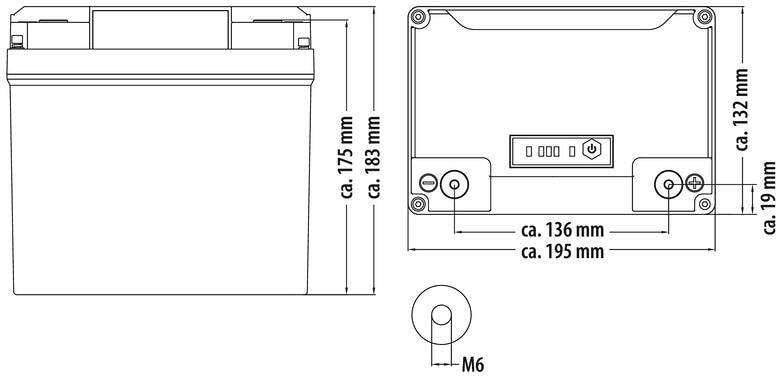 LiFePO4-batteri Li100BT-H 100Ah med BMS og Bluetooth sett fra siden