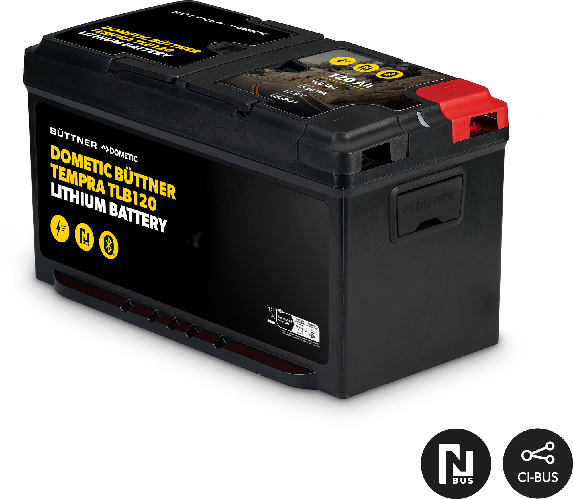 LiFePO4 batteri Tempra TLB120 12V 120Ah fra Dometic sett forfra