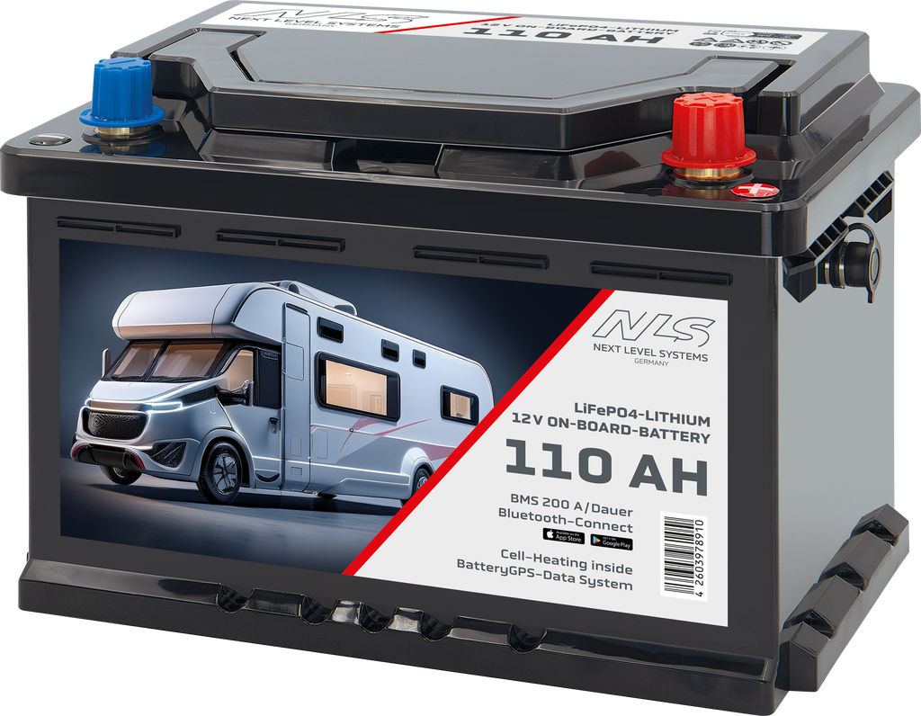 LiFePO4 forbruksbatteri 12V 110Ah med Bluetooth og varme forside