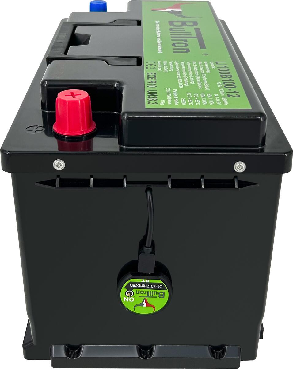 Oversikt av LiFePO4 lithium-batteri 100Ah 12.8V med Smart BMS og Bluetooth