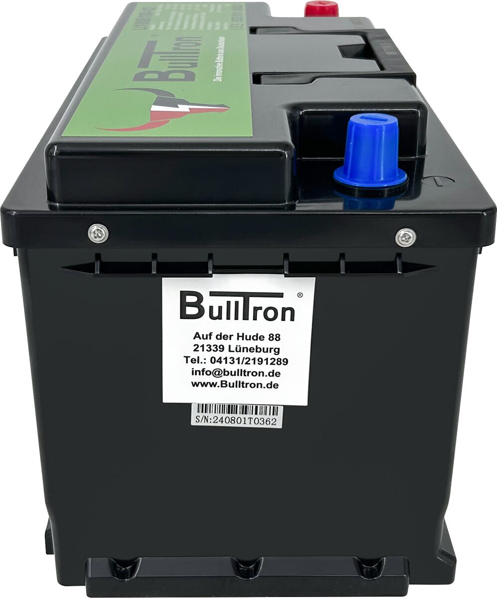 LiFePO4 lithium-batteri 100Ah 12.8V med Smart BMS og Bluetooth sett fra siden