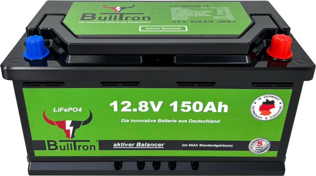 Detalj av LiFePO4 lithium-batteri 150Ah 12.8V med Smart BMS og Bluetooth