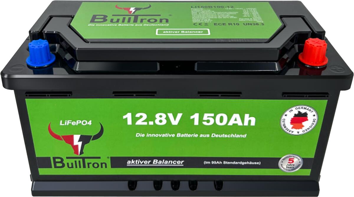 Detalj av LiFePO4 lithium-batteri 150Ah 12.8V med Smart BMS og Bluetooth