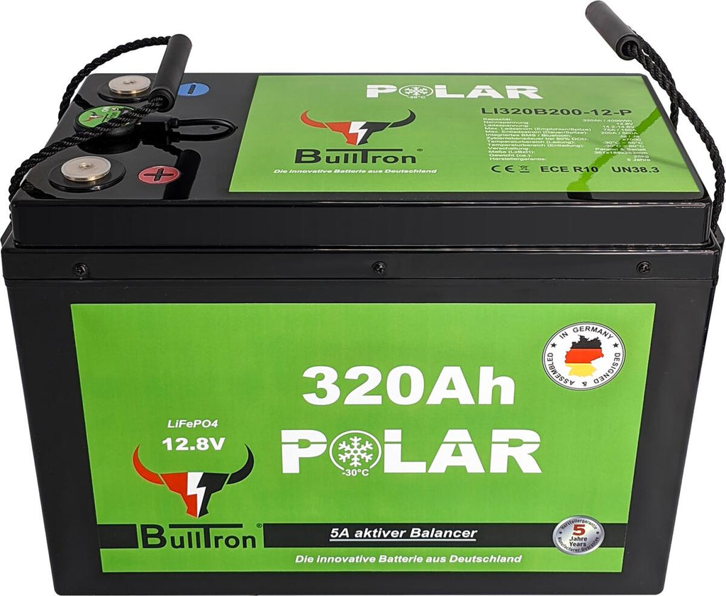 LiFePO4 lithium-batteri 320Ah 12.8V Polar med Smart BMS bakside