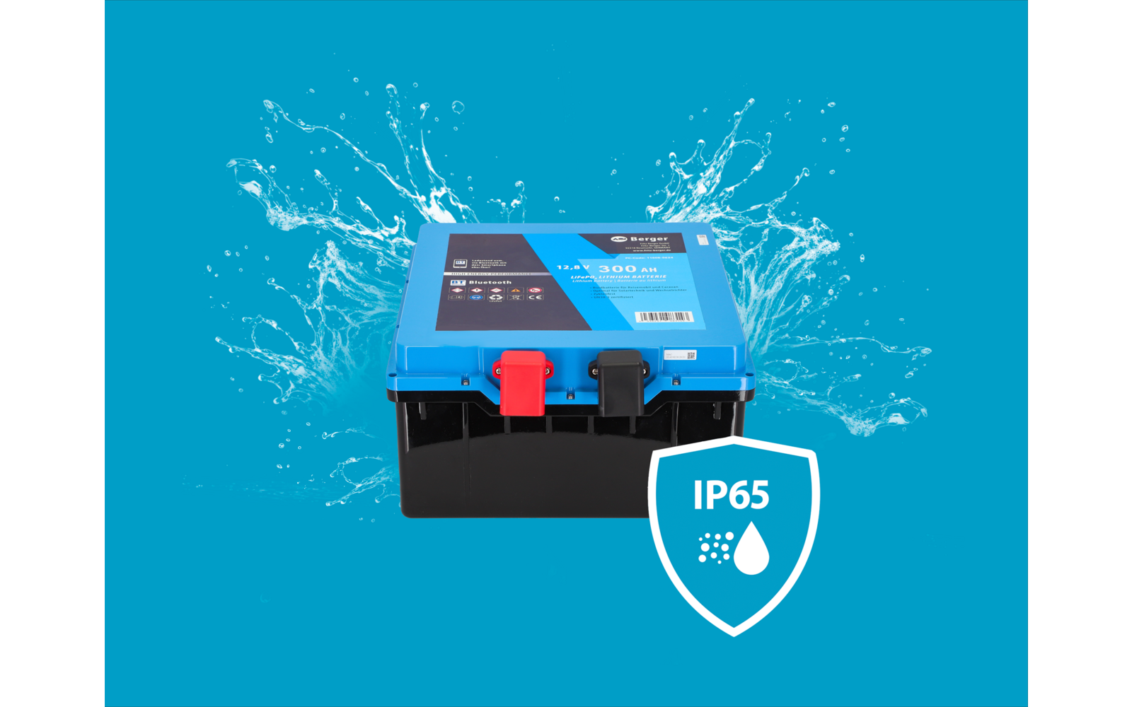 LiFePO4 litium undersetesbatteri Pro 300 Ah 12V med Bluetooth og varme bakside