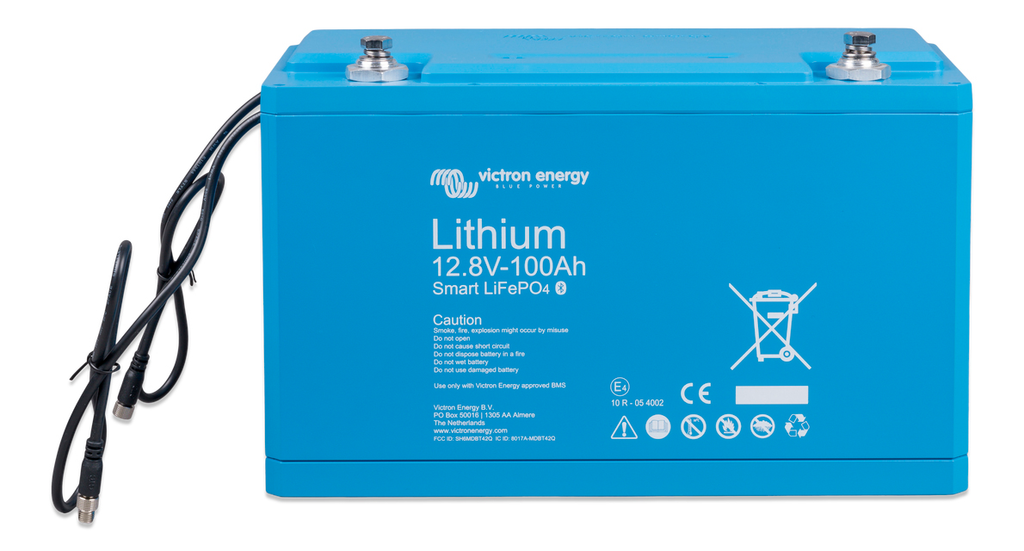 LiFePO4 litiumbatteri 12V 100Ah Smart BMS 14kg forfra