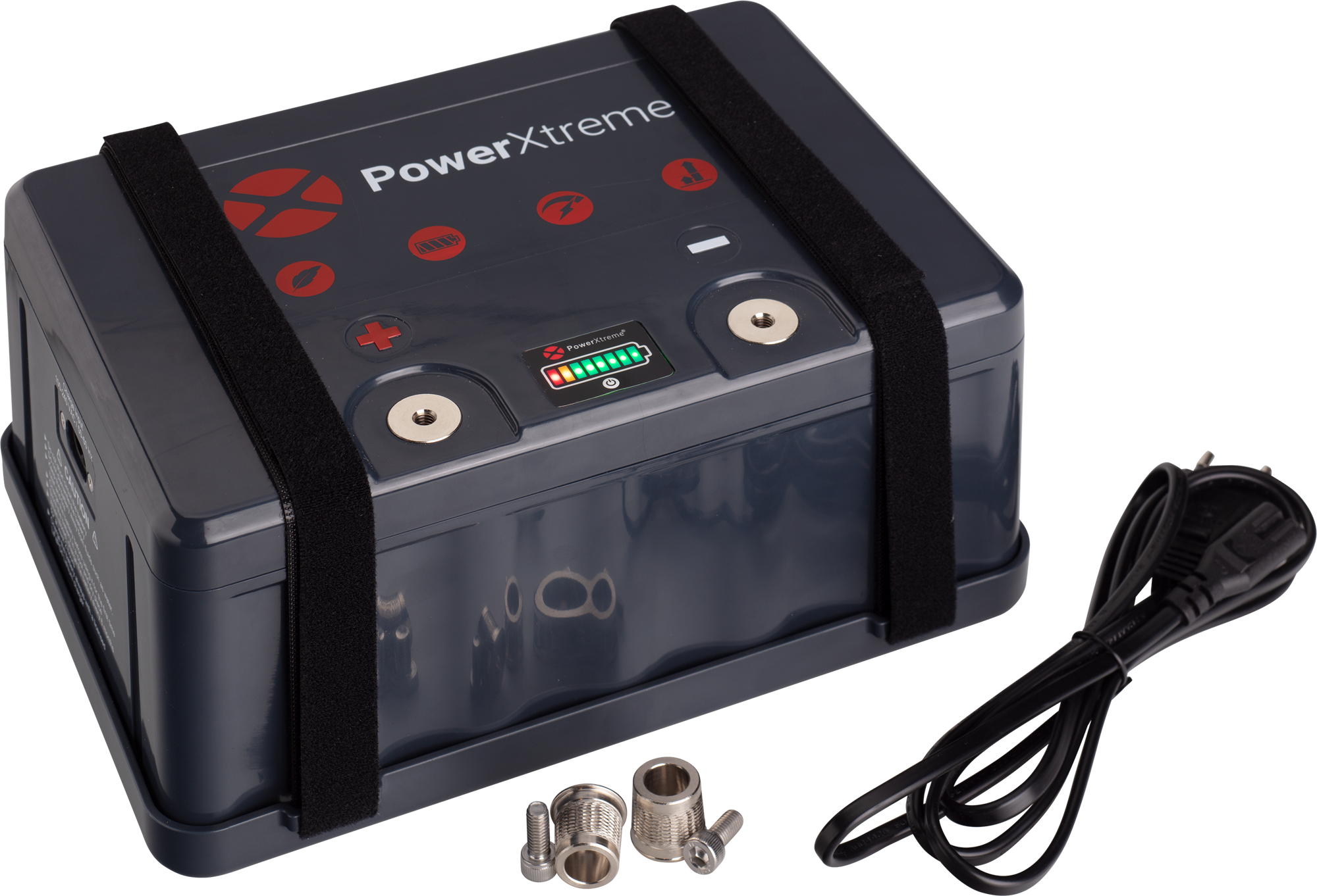 LiFePO4 litiumbatteri 12V 20Ah 3,8 kg med Bluetooth - EmergoPlus sett forfra