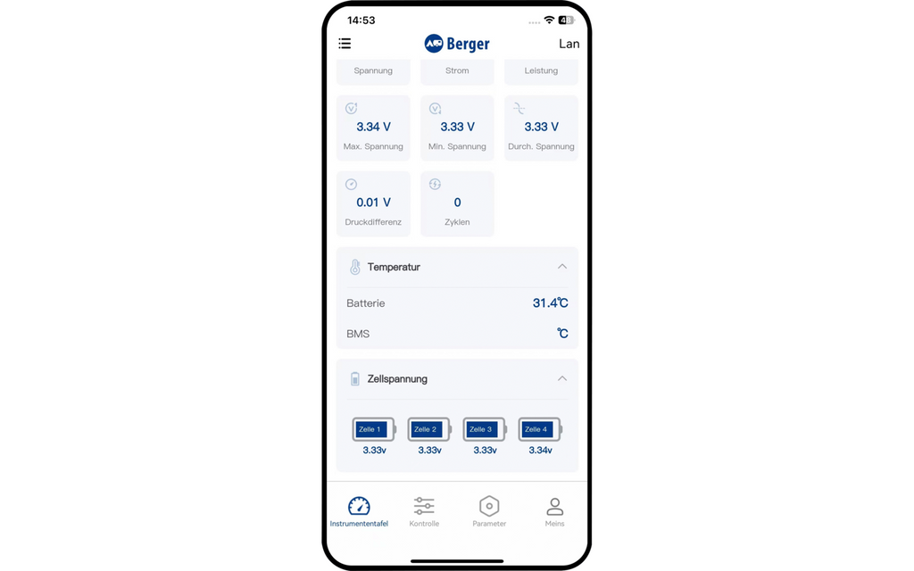 LiFePO4 litiumsbatteri 120 Ah 12V med Bluetooth detalj av tilkoblinger