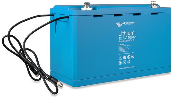 Detalj av LiFePO4 litiumsbatteri 12V 100Ah 1280Wh 15 kg - Victron Energy