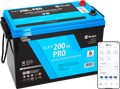 LiFePO4 litiumsbatteri Pro 200 Ah 12V med Bluetooth og varme forside