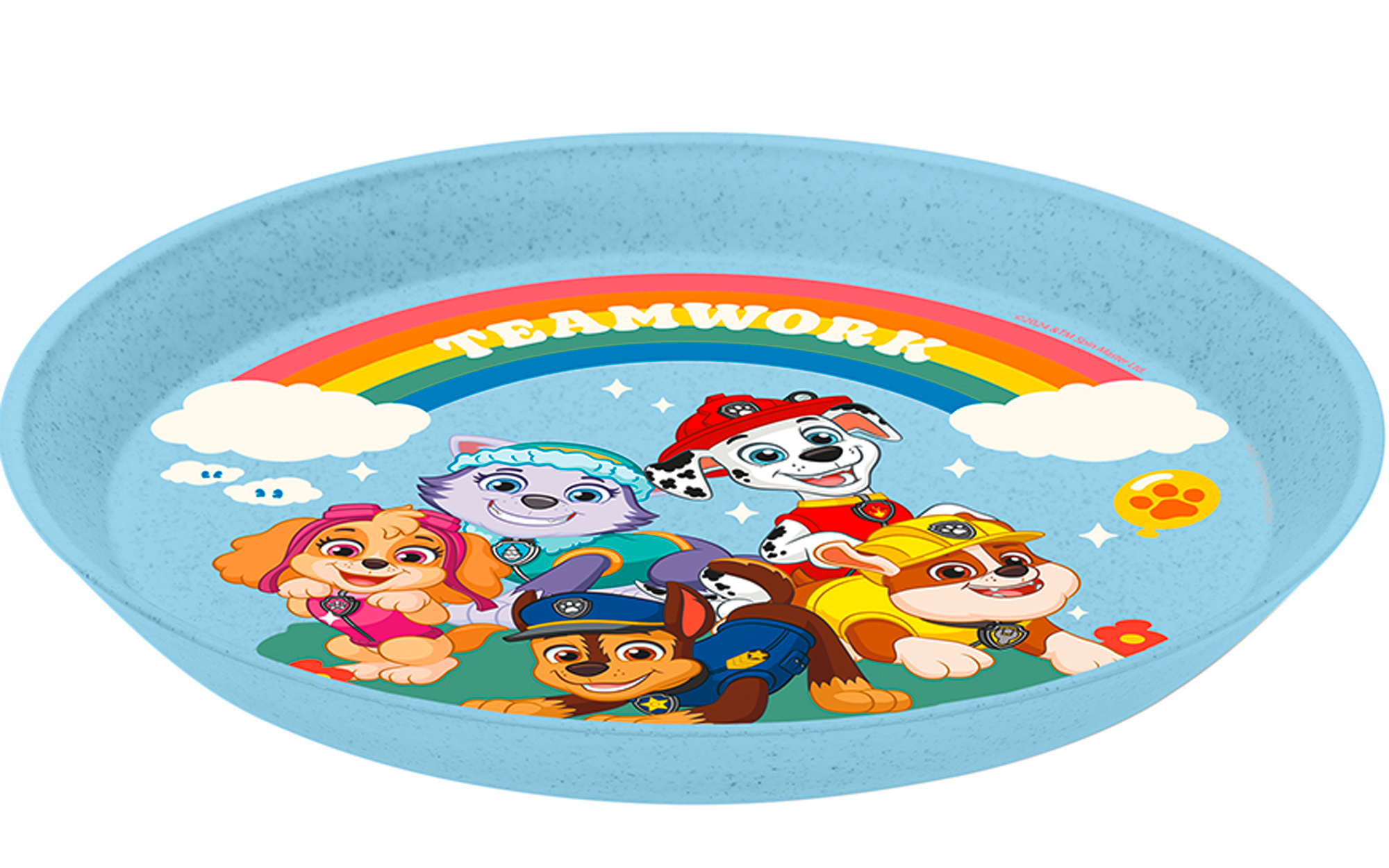 Liten tallerken 205 mm Paw Patrol organic sky blue forfra