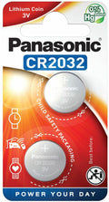 lithium knappcellebatteri cr2032 3v 2 stk 230 mah panasonic forfra