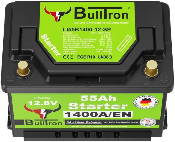 Nærbilde av Lithium startbatteri LiFePO4 55Ah 12V, 6 kg - BullTron