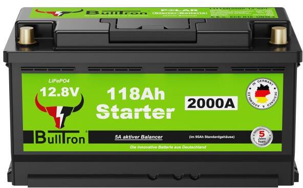 lithium startbatteri lifepo4 l5 118ah 12v bulltron detalj av terminaler