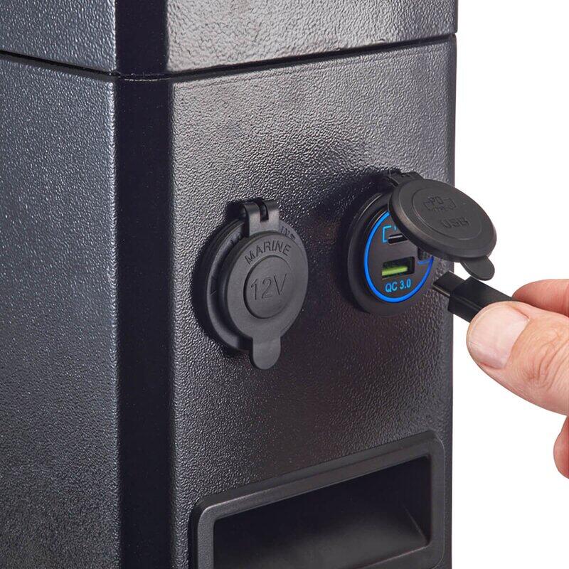 Oversikt Lithiumbatteri LC LT Slim 12V LiFePO4 med BMS og Bluetooth USB-porter