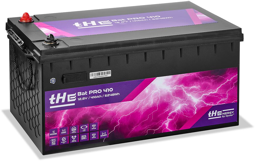 Nærbilde av digitalt batteristyringssystem på Lithiumbatteri tHE Bat Pro LiFePO4
