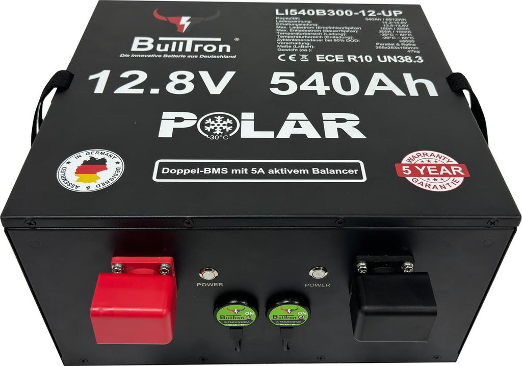 detalj av litiumbatteri polar 540ah 6912wh undersete