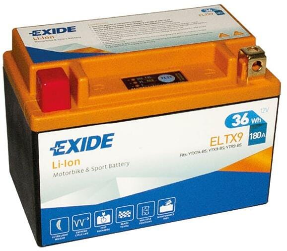 Litiumsbatteri ELTX9 12V 3 Ah motorsykkelbatteri fra Exide