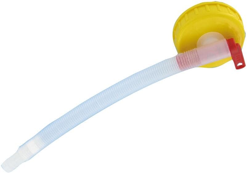 Lokk DIN 96 med slange 30 cm og tappekran Comet for enkel væsketapping